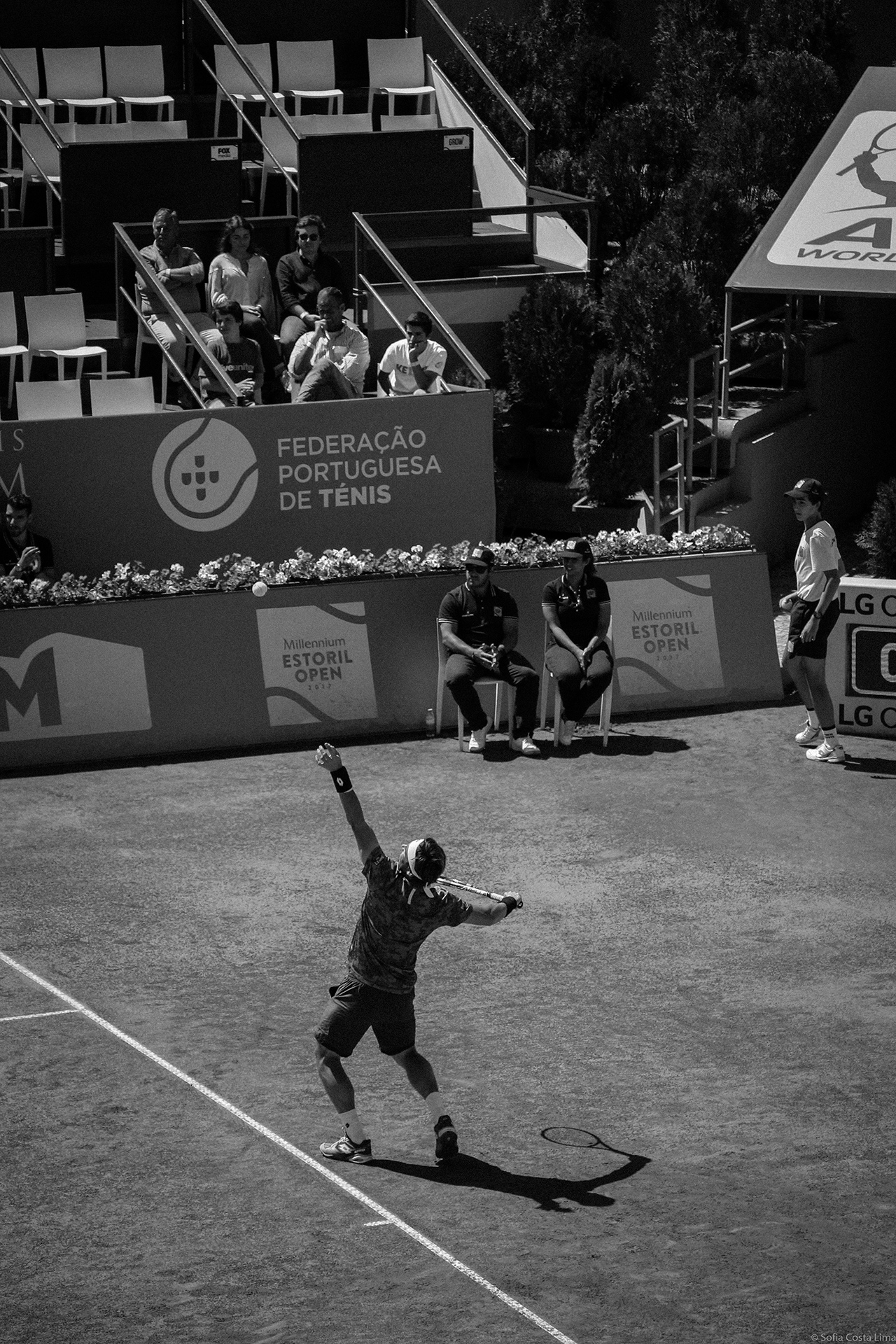 David Ferrer Estoril Open preto e branco