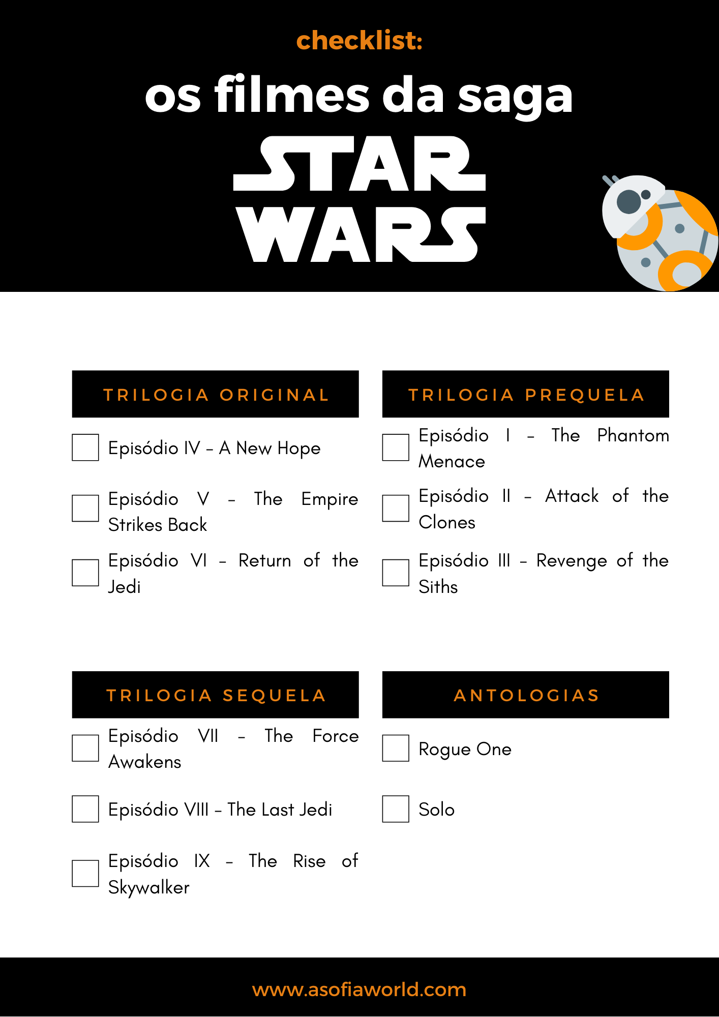 checklist star wars