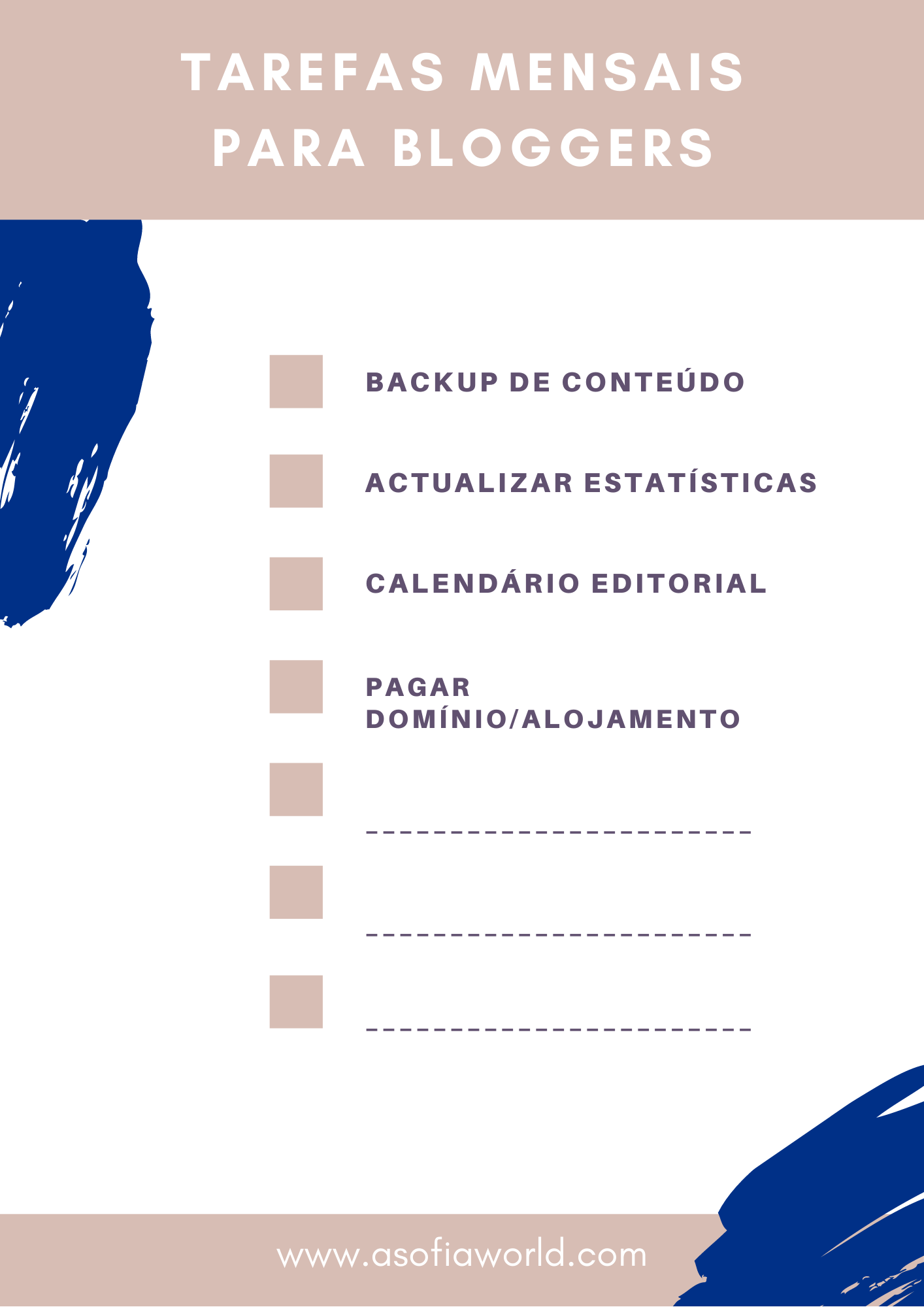 checklist tarefas mensais para bloggers